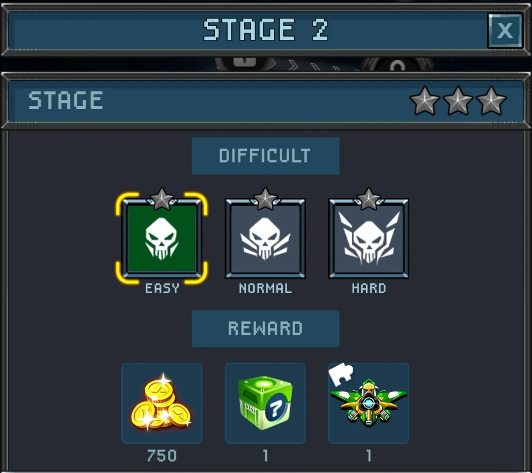 Stage 2 detail screen with difficulty, rewards, and battle items